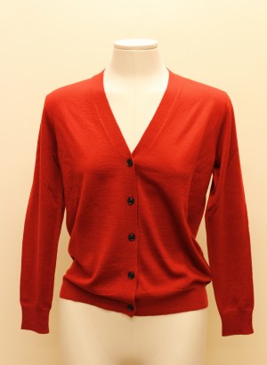 Burberry 4003842 Cardigan rosso in lana merino