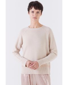 Amina Rubinacci - Pull girocollo in misto lana cashmere con inserti di paillettes RIRI avorio oro