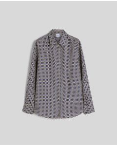 Aspesi - Camicia in seta con stampa blu avorio
