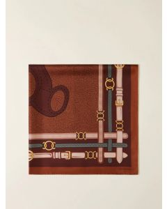 Borbonese 6DA067TJ8J66 Foulard di seta orsetto 90x90 caramel