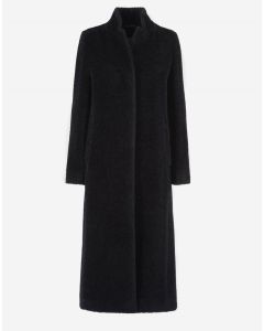 Cinzia Rocca - Maxi cappotto nero in lana e alpaca con collo a rever rovesciato