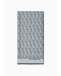 Emporio Armani 6352154F313175636 Stola con fantasia jacquard gingko all over blu