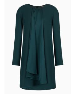 Emporio Armani - Abito in crepe satin con maxi volant verde