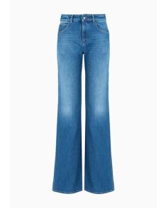 Emporio Armani - Jeans J9D vita media e fondo svasato in denim vintage look blu medio