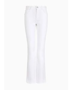 Emporio Armani - Jeans J47 vita medio alta e fondo svasato in denim stretch light used bianco