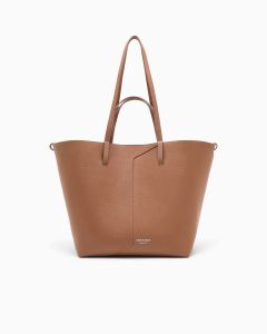 Shopper in pelle Emporio Armani 1981 marrone della nuova stagione - Vista frontale