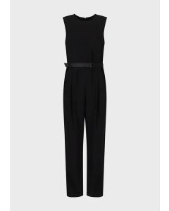 Emporio Armani H3ND2A2NWAZ10999 Tuta con profondo scollo a V in tecno cady nero