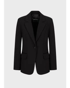 Emporio Armani - Blazer monopetto con tape in satin nero