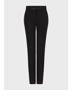 Emporio Armani H3NP2XC99321999 Pantaloni con tape in satin nero