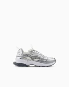 Emporio Armani X3X238XR38800520 Sneakers in mesh con dettagli laminati e logo signature argento