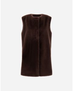 Herno - Gilet Resort in simil pelliccia effetto castoro fondente