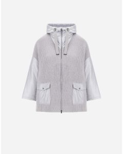 Herno MC00036DR70264_9404 Giacca Resort in pura lana a costa inglese e nylon ultralight grigio perla
