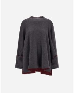 Herno - Poncho in lana punto double ferro