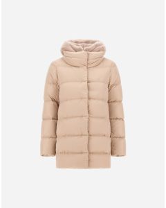 Herno - A-Shape in raso e lady alternative fur chantilly