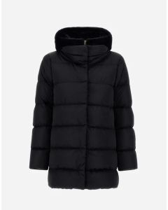 Herno - A-Shape in raso e lady alternative fur nero