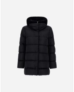 Herno - A-Shape in raso e lady alternative fur nero