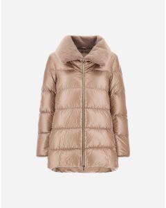 Herno - A-Shape in nylon ultralight e lady alternative fur tortora chiaro