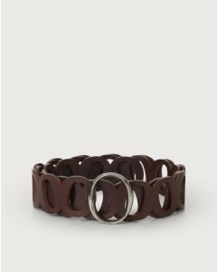 Orciani 22s-d10156-a-_bul-bru Cintura monogram Bull Soft in cuoio fibbia palladio bruciato