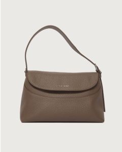 Orciani - Borsa Nana Soft Midi a spalla in pelle martellata con tracolla visone
