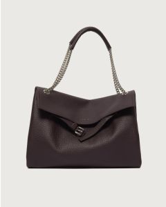 Orciani - Borsa Venus Soft Midi a spalla in pelle martellata burgundy