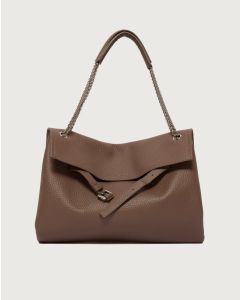 Orciani - Borsa Venus Soft Midi a spalla in pelle martellata visone