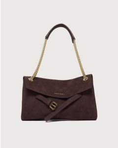 Orciani - Borsa Venus Nabucco Small a spalla in pelle nabuk burgundy