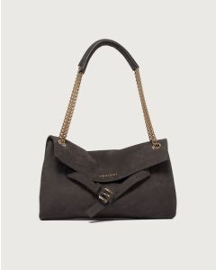 Orciani - Borsa Venus Nabucco Small a spalla in pelle nabuk carbone