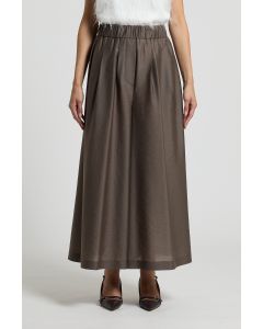 Peserico - Pantalone svasato in misto lyocell marrone corteccia