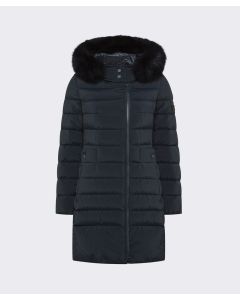 Peuterey - Piumino lungo con collo alto e pelliccia SERIOLA ML 06 FUR blu grafite