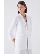 Amina Rubinacci - Giacca lunga in lino e cotone delavé con pailettes MONNALISA bianco