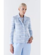 Amina Rubinacci - Giacca motivo quadri OFELIA bianco tranquil blu argento