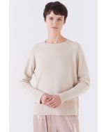 Amina Rubinacci - Pull girocollo in misto lana cashmere con inserti di paillettes RIRI avorio oro