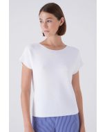 Amina Rubinacci - Pull scollo a barca in cotone SATIRA bianco bianco argento