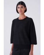 Amina Rubinacci - Pull ampio pailettes in misto lana cashmere TORNADO nero 
