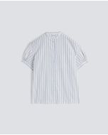Aspesi - Camicia in popeline di cotone con collo alla coreana riga gialla