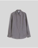 Aspesi - Camicia in seta con stampa blu avorio
