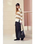 Clips More - Maglia aperta DTR panna / cammello