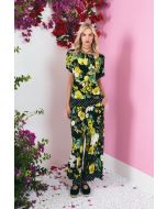 Clips More - Pantalone fiori pois nero