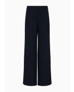 Emporio Armani - Pantaloni palazzo in cady crepe blu navy