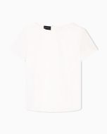 Emporio Armani - Blusa raso di seta a maniche corte e scollo tondo bianco