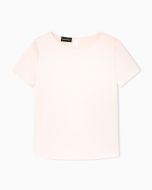 Emporio Armani - Blusa raso di seta a maniche corte e scollo tondo rosa