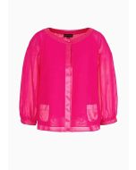 Emporio Armani - Camicia in georgette con dettagli in raso fucsia
