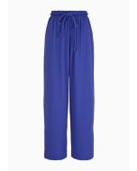 Emporio Armani - Pantaloni a vita elastica con cintura tubolare in crepe armaturato blu