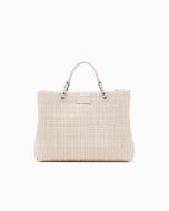 Emporio Armani - Shopper media MyEA in nylon intrecciato beige