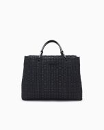 Emporio Armani - Shopper media MyEA in nylon intrecciato nero