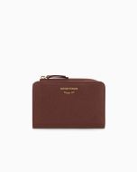 Emporio Armani - Portafoglio in pelle con logo e chiusura a zip bordeaux