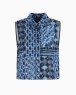 Emporio Armani - Top in denim con stampa all over blu