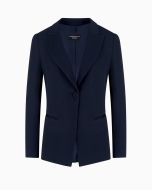Emporio Armani - Blazer monopetto in misto acetato chevron icon blu