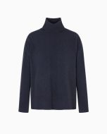 Emporio Armani - Maglione dolcevita in misto lana di yak blu