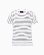 Emporio Armani - T-Shirt a coste con motivo rigato bianco